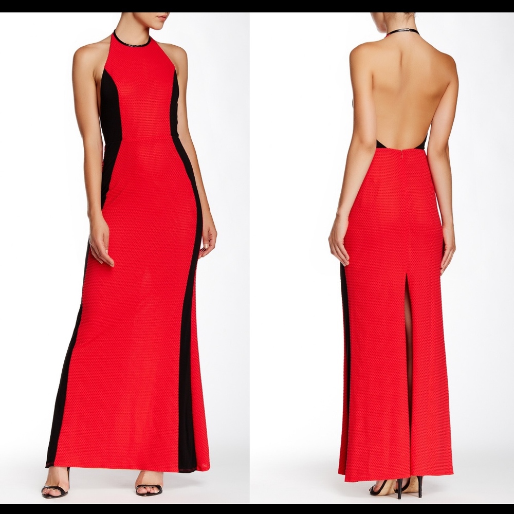 NEW! $374 ABS by Allen Schwartz Halter Contrast Gown‎ [SZ Medium ]